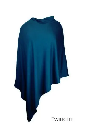 100% MERINO WOOL PONCHO EASY STYLE LAYER TWILIGHT