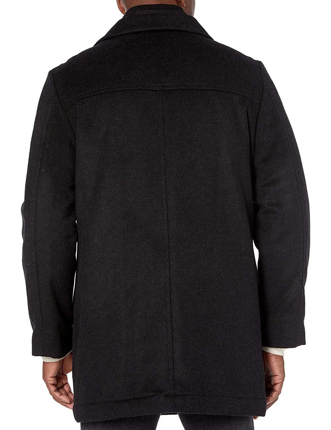 Adam Baker Men's Classic Fit Top Coat Wool Blend Overcoat Car Coat with Bib (Including Big & Tall)