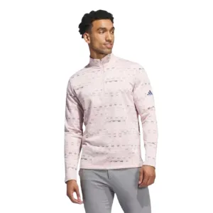 Adidas Core Printed Quarter Zip Pullover - Pink