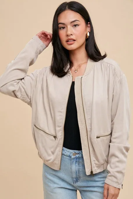 Almond Bomber Jacket