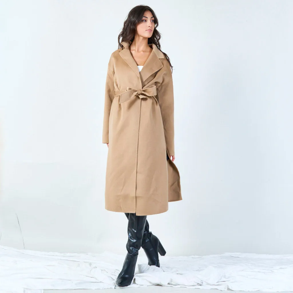 Belted long trench coat wholesale