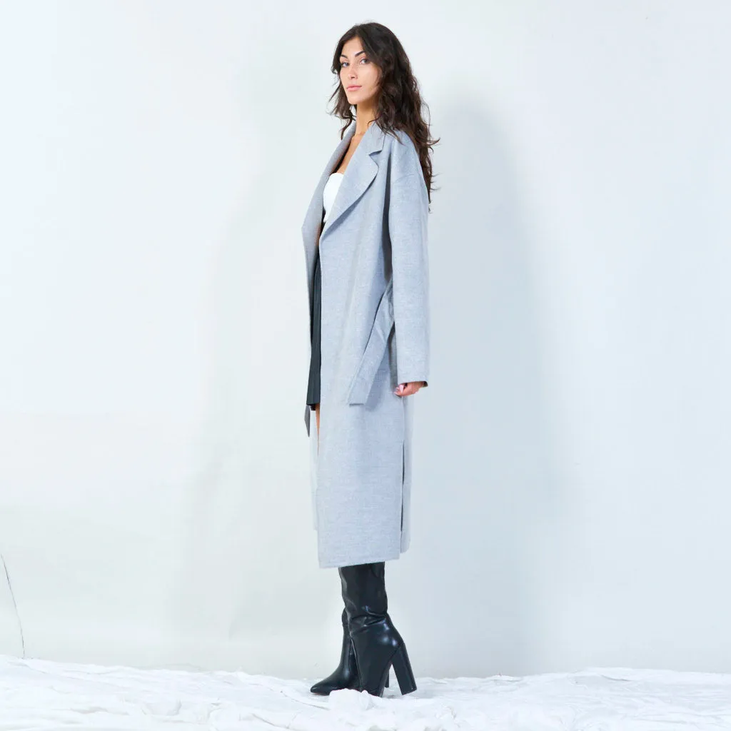 Belted long trench coat wholesale