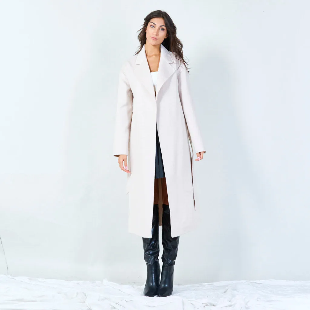 Belted long trench coat wholesale