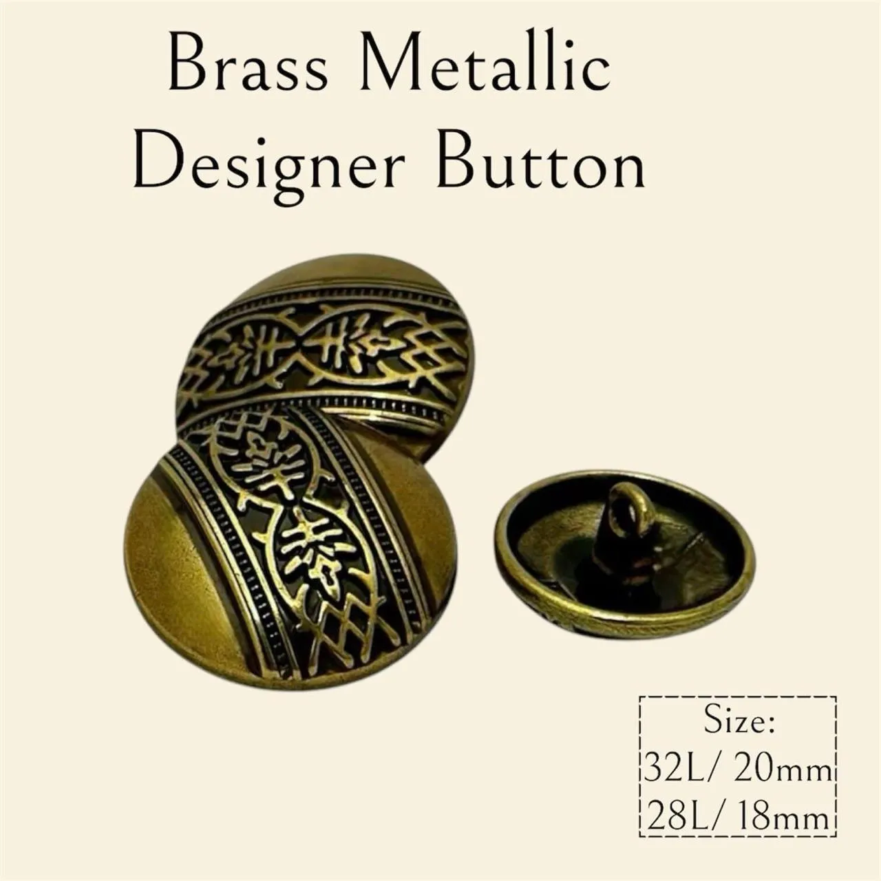 Brass 1 Hole Round Metallic Designer Button