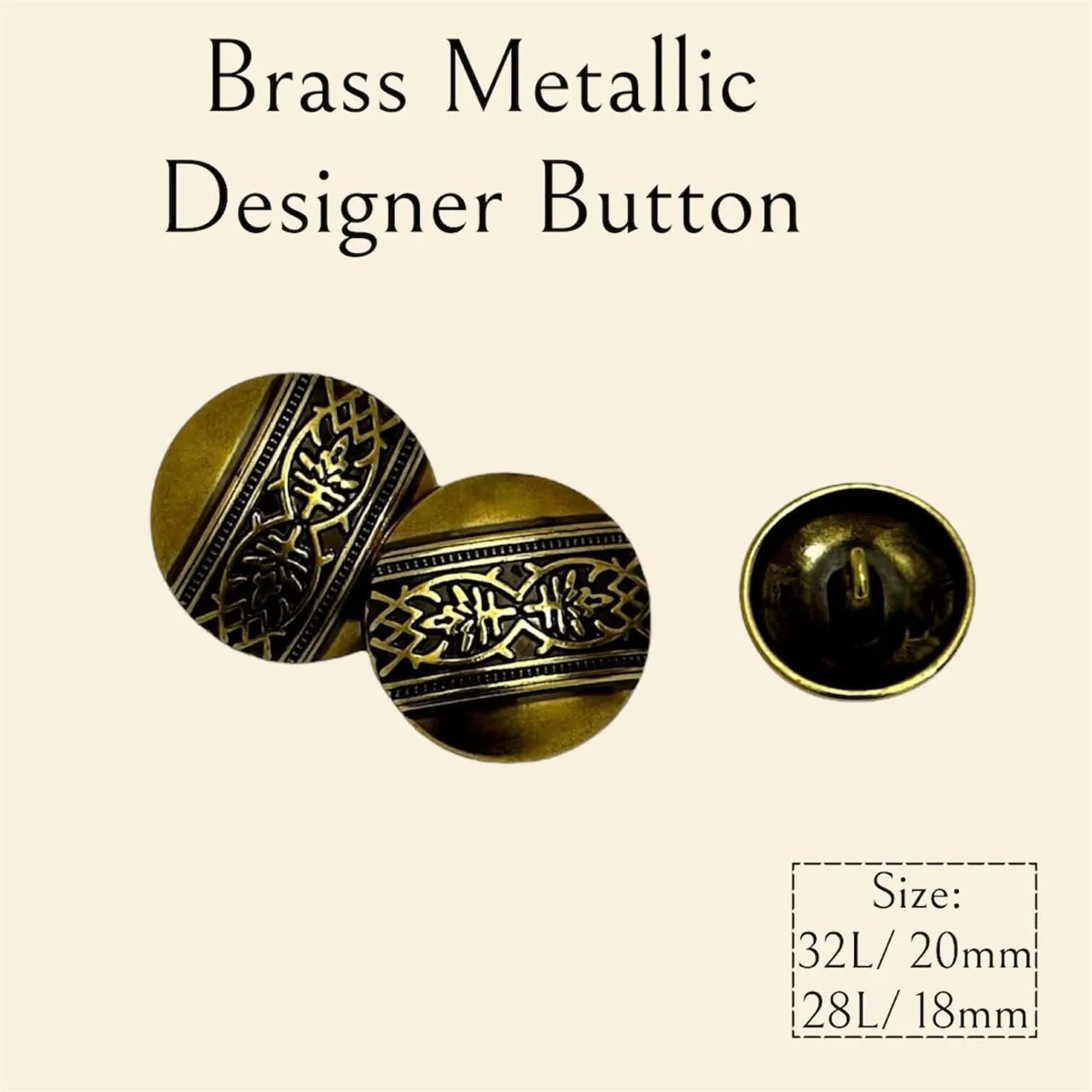 Brass 1 Hole Round Metallic Designer Button