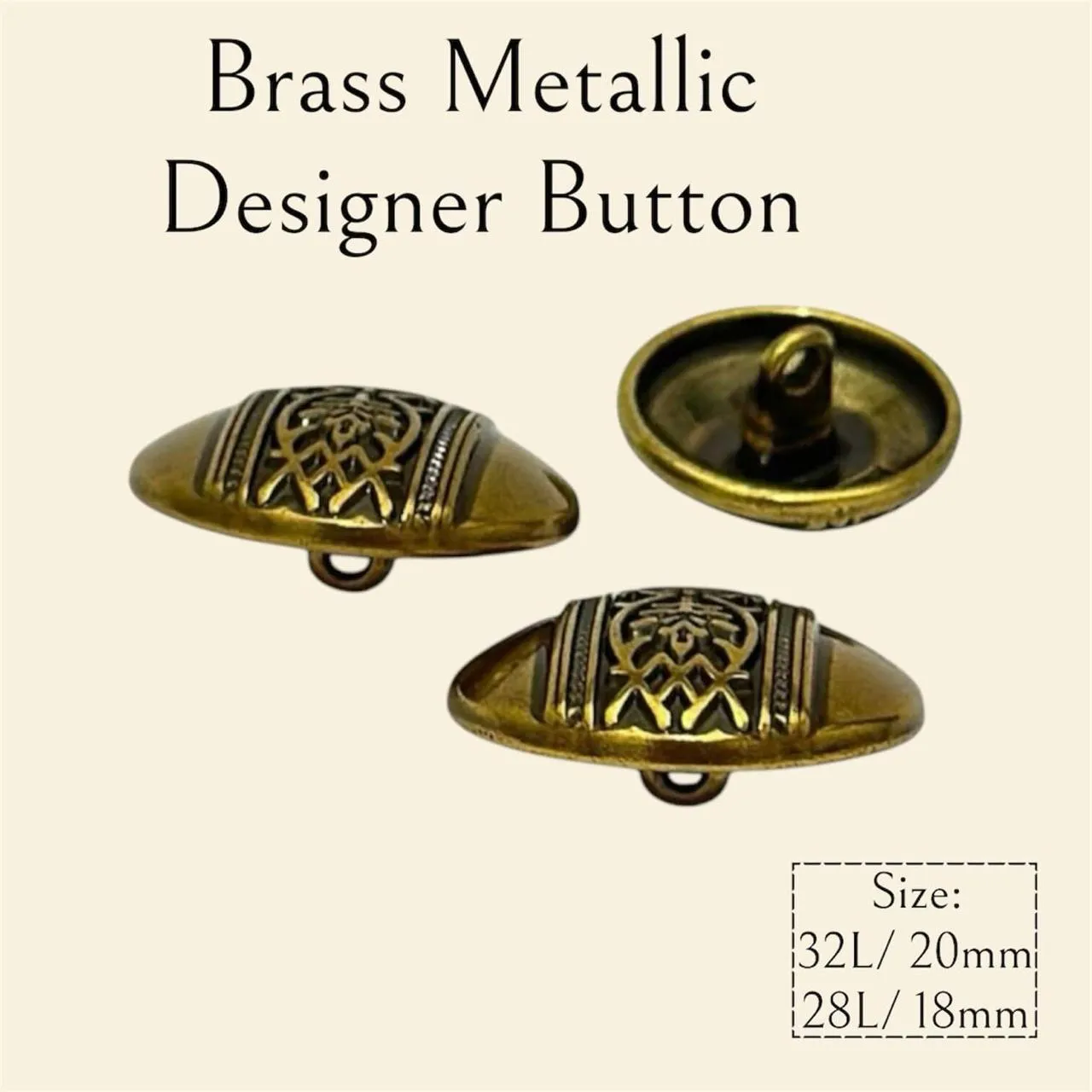 Brass 1 Hole Round Metallic Designer Button