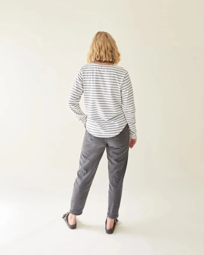 Chalk /  Fleur Top / White & Grey Stripe