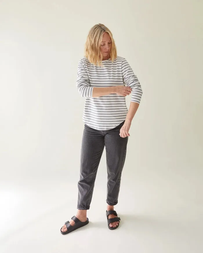 Chalk /  Fleur Top / White & Grey Stripe