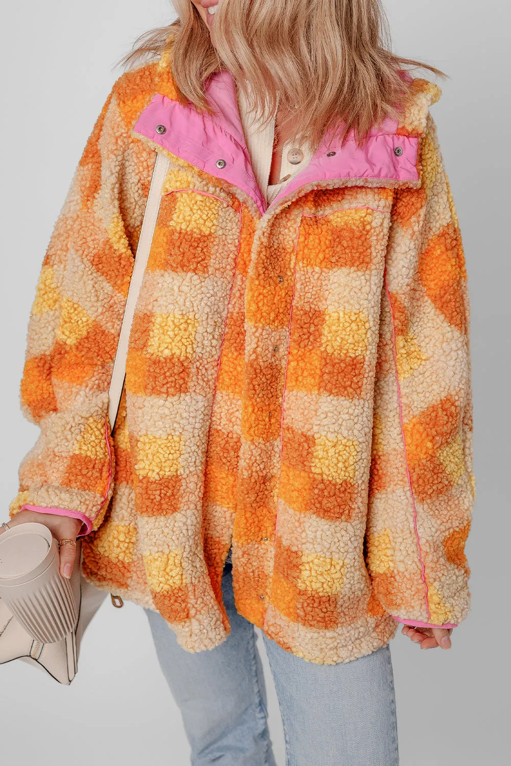 Checkered Sherpa Hooded Jacket