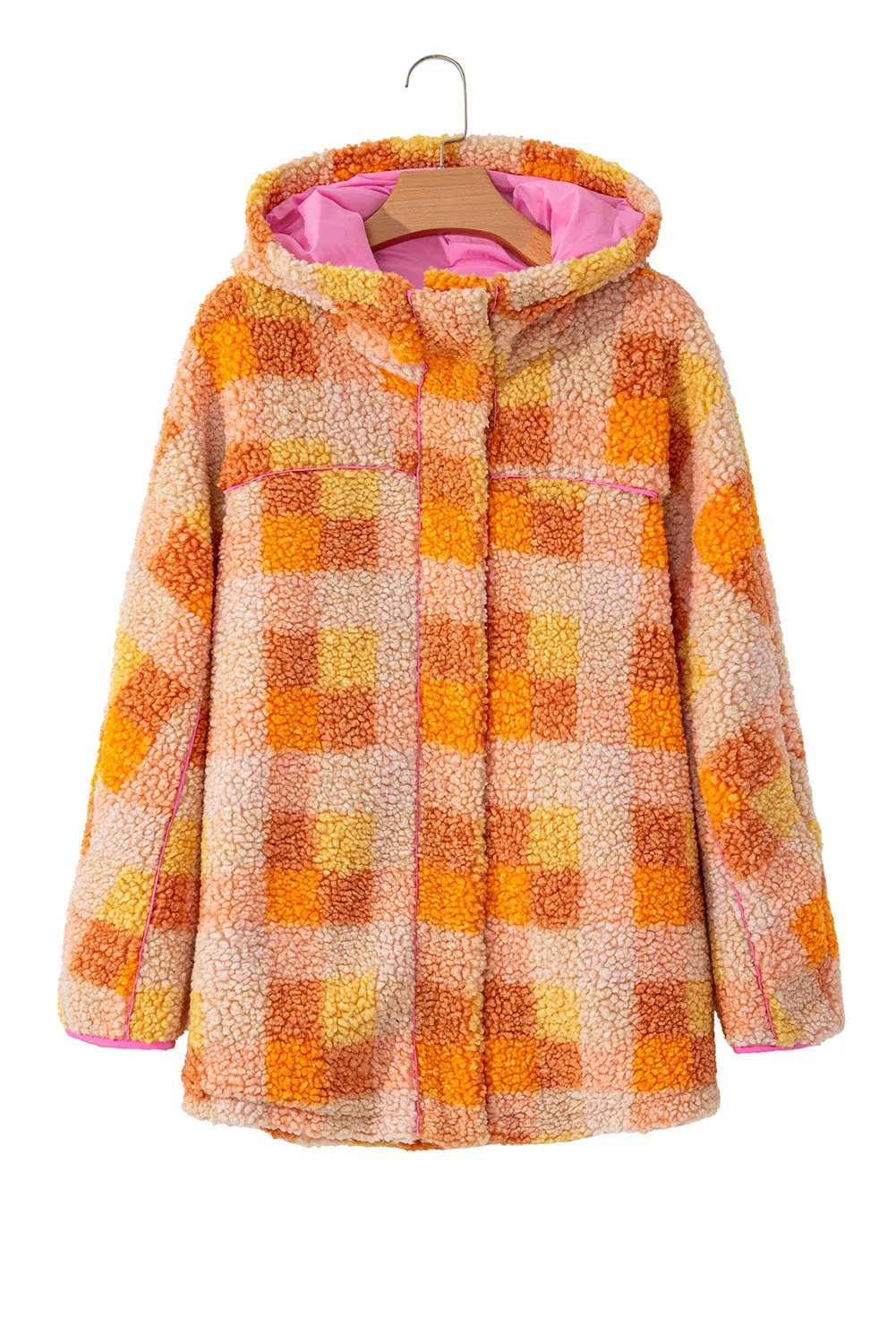 Checkered Sherpa Hooded Jacket