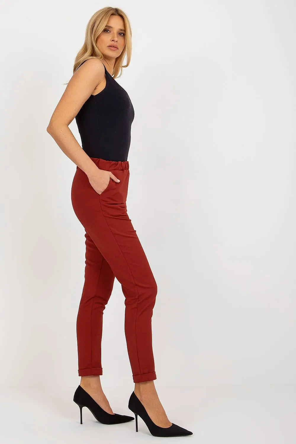 Chic Elastic Waist Women's Wool Blend Trousers for Effortless Style