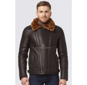 Classic B3 Shearling Jacket Men's Soft Sheepskin Fur Pilot Jacket