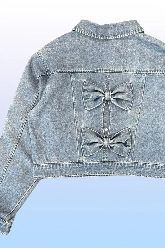 Cropped Bow Denim Jacket