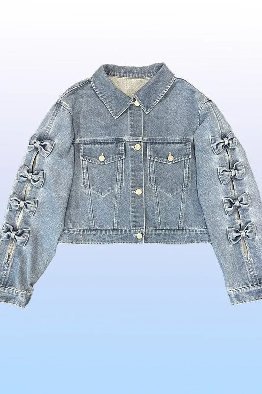 Cropped Bow Denim Jacket