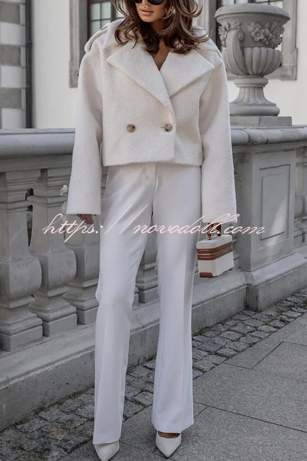 Fashionable British Lapel Long Sleeve Crop Jacket