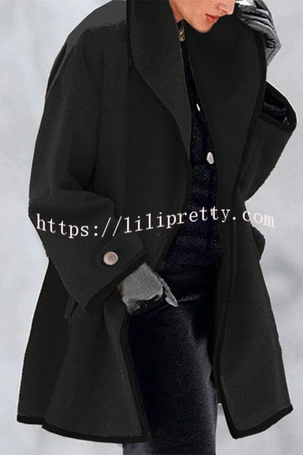 Febecool Button Down Lapel Pocket Long Sleeved Coat