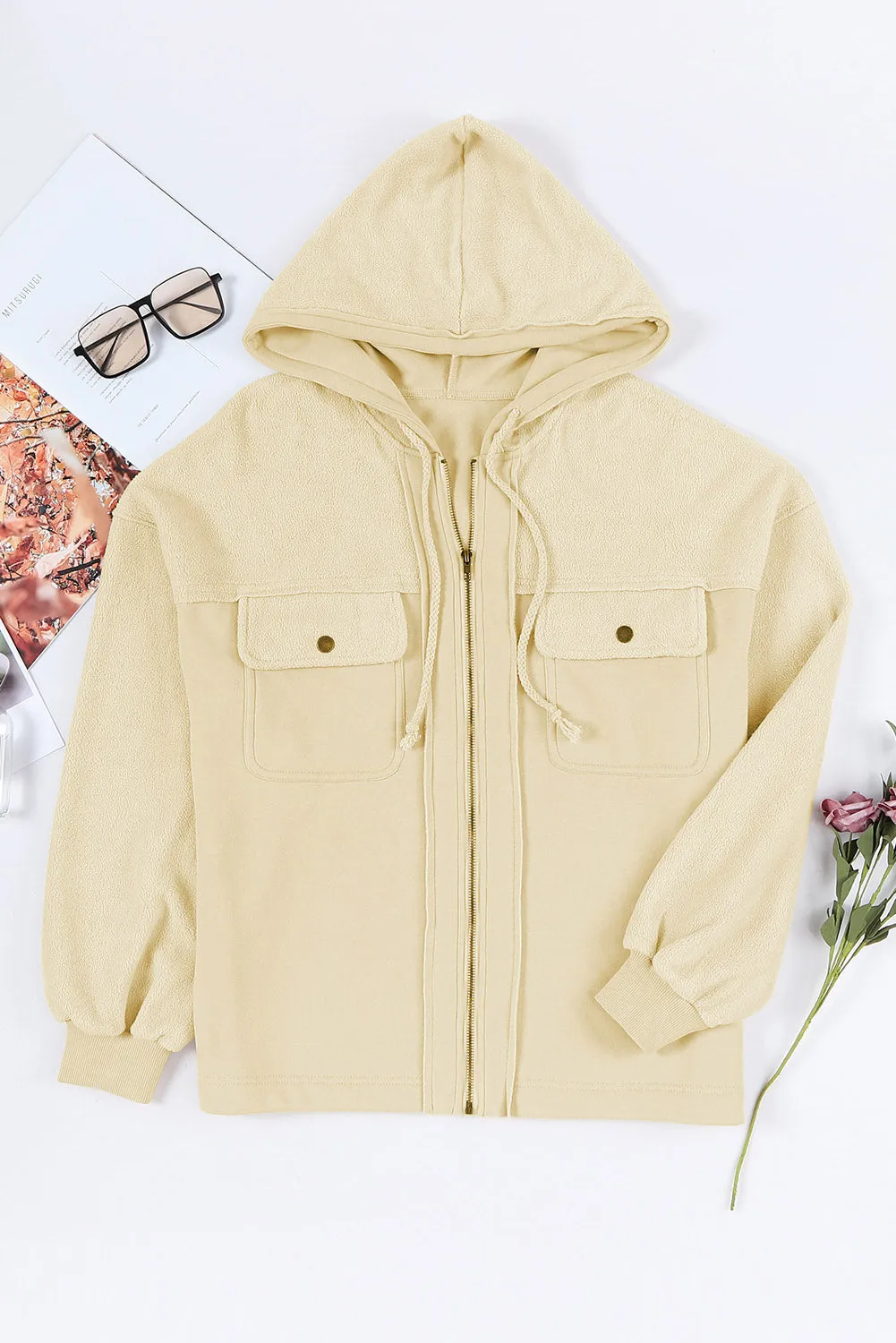 Flap Pocket Hood Zip Up Jacket