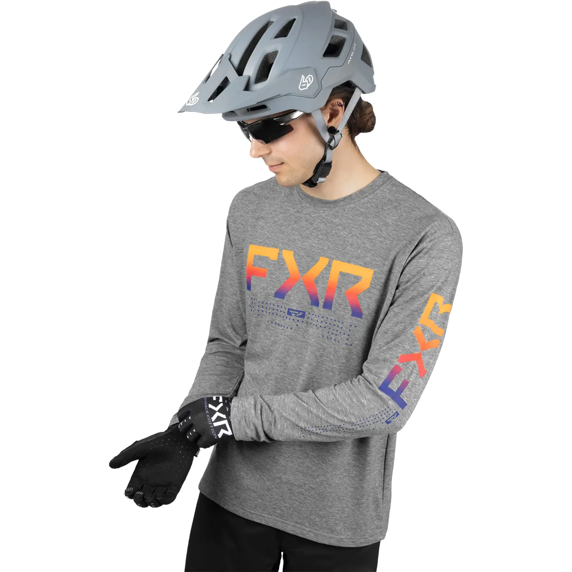 FXR HeliuTech Long Sleeve Offroad Jersey Grey Heather/Anodized