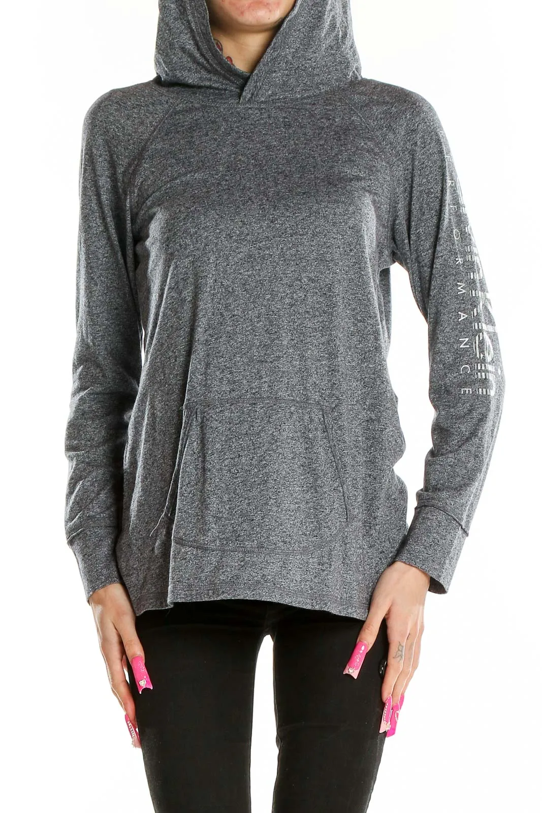 Gray Hooded Performance Sweatshirt