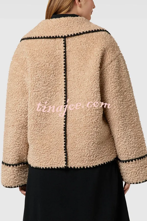 Lamb Wool Casual Lapel Loose Pocket Coat