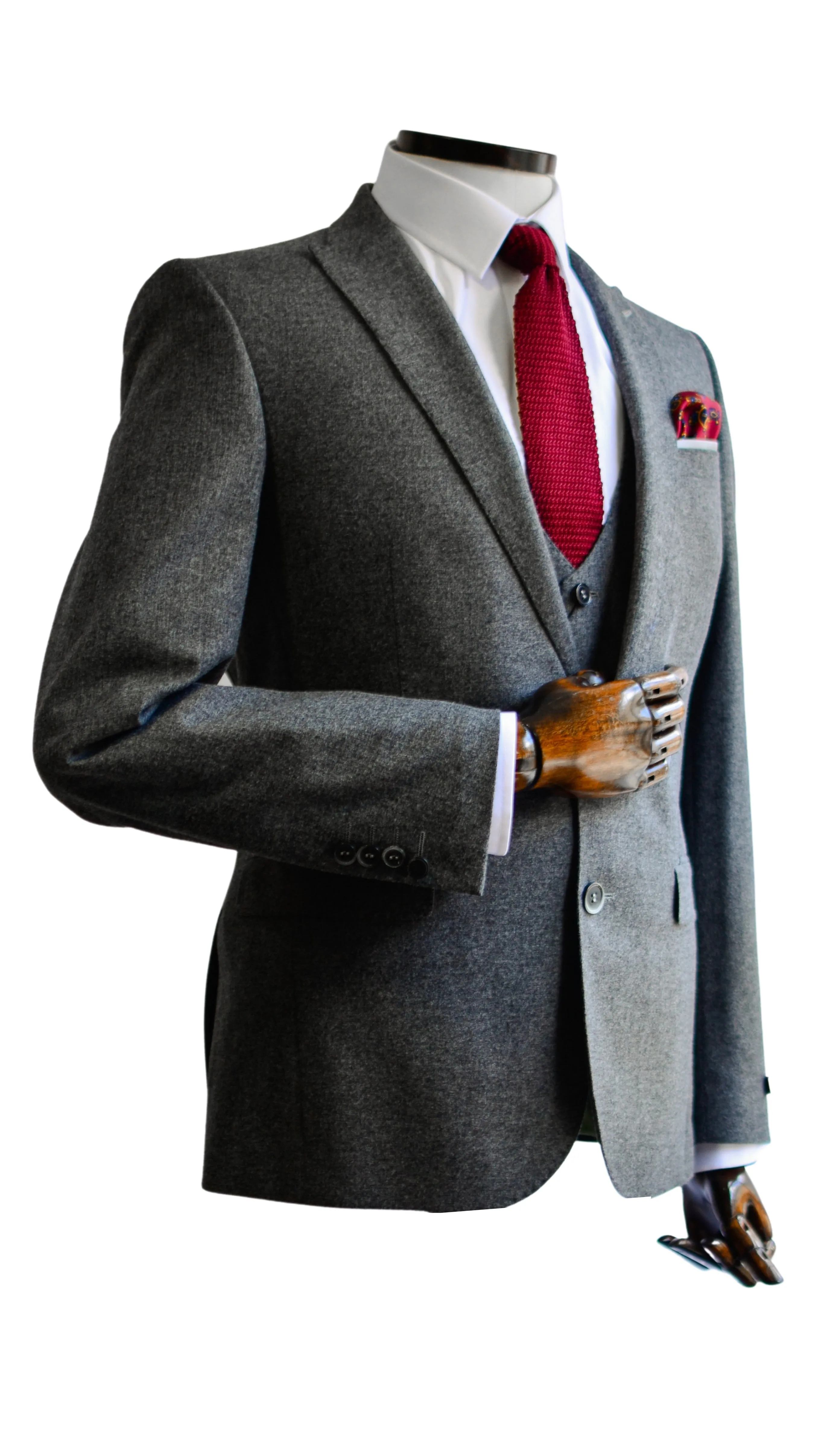 Mario Charcoal Grey Textured Suit Jacket