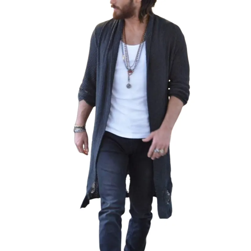 Men's Classic Casual Slim Fit Waffle Length Knee Cardigan 40004158K