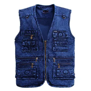 Mens Denim Functional Pockets Vest