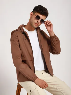 Men's Hooded Regular Fit Solid Mousse Jackets