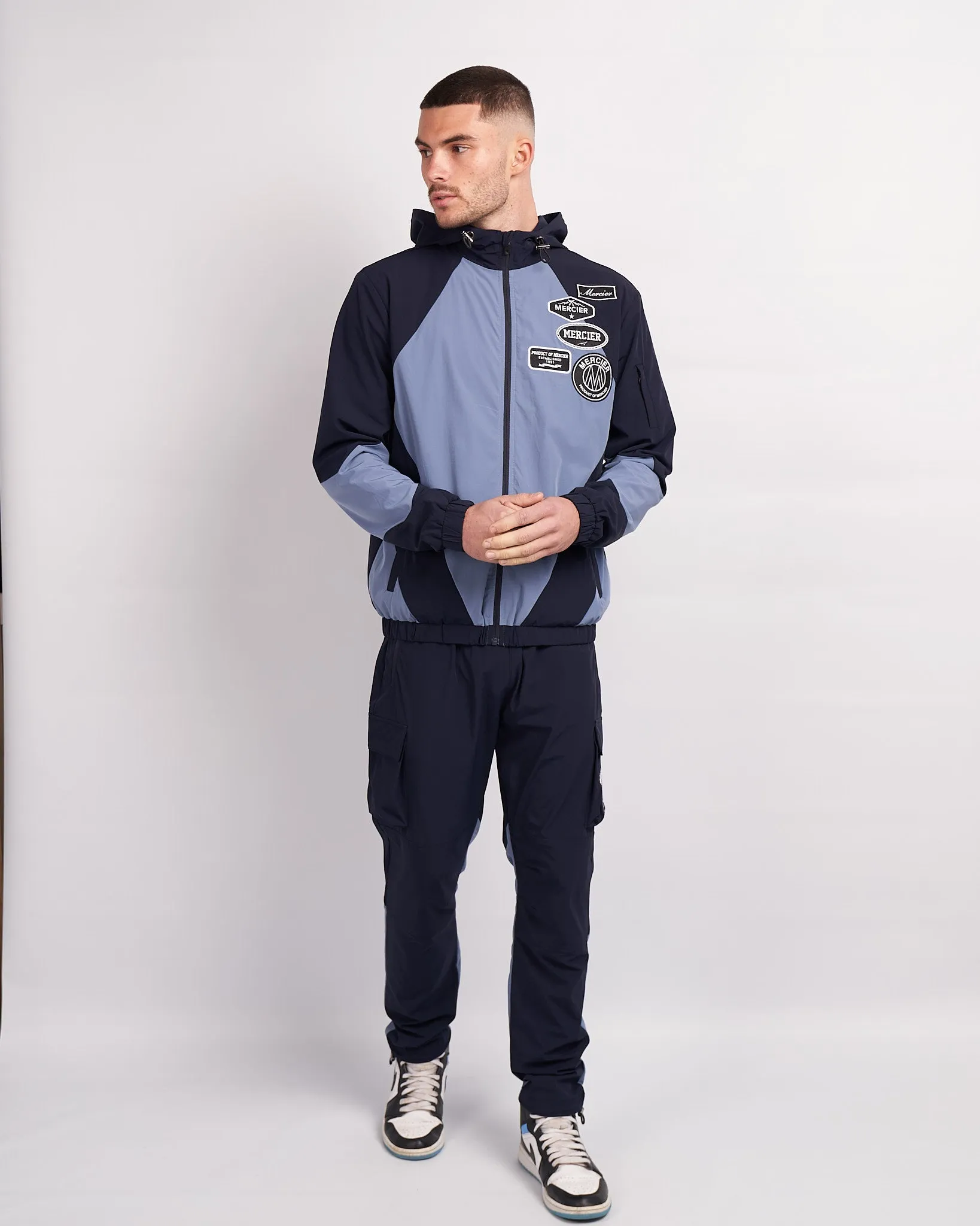 Navy Placid Blue Mono Badge Panelled Cargos