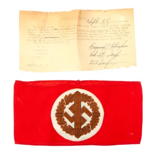 Original German WWII Documented USGI Bring Back SA Wehrmannschaft Armband with Paper RZM Tag - RZM A4/308