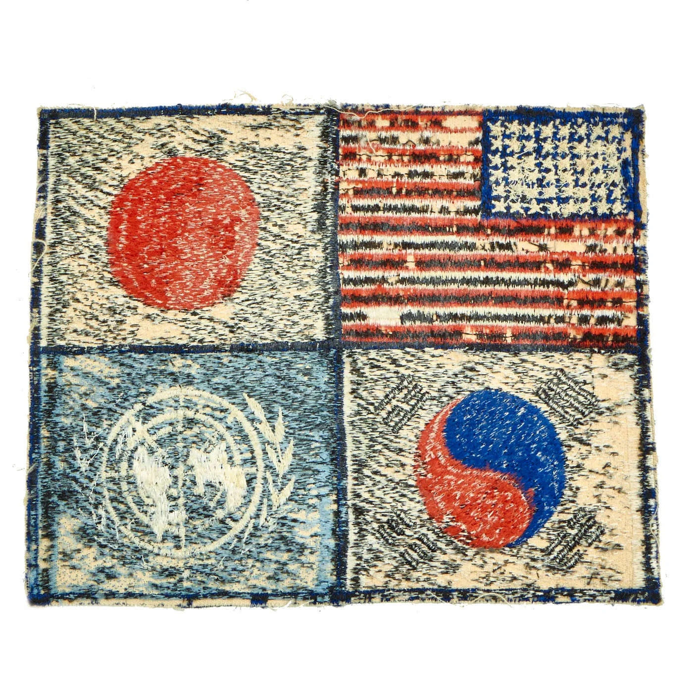 Original U.S. Korean War USAF Cloth Embroidered UN Forces Blood Chit