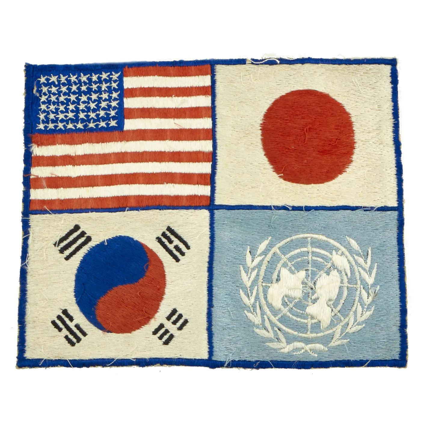 Original U.S. Korean War USAF Cloth Embroidered UN Forces Blood Chit