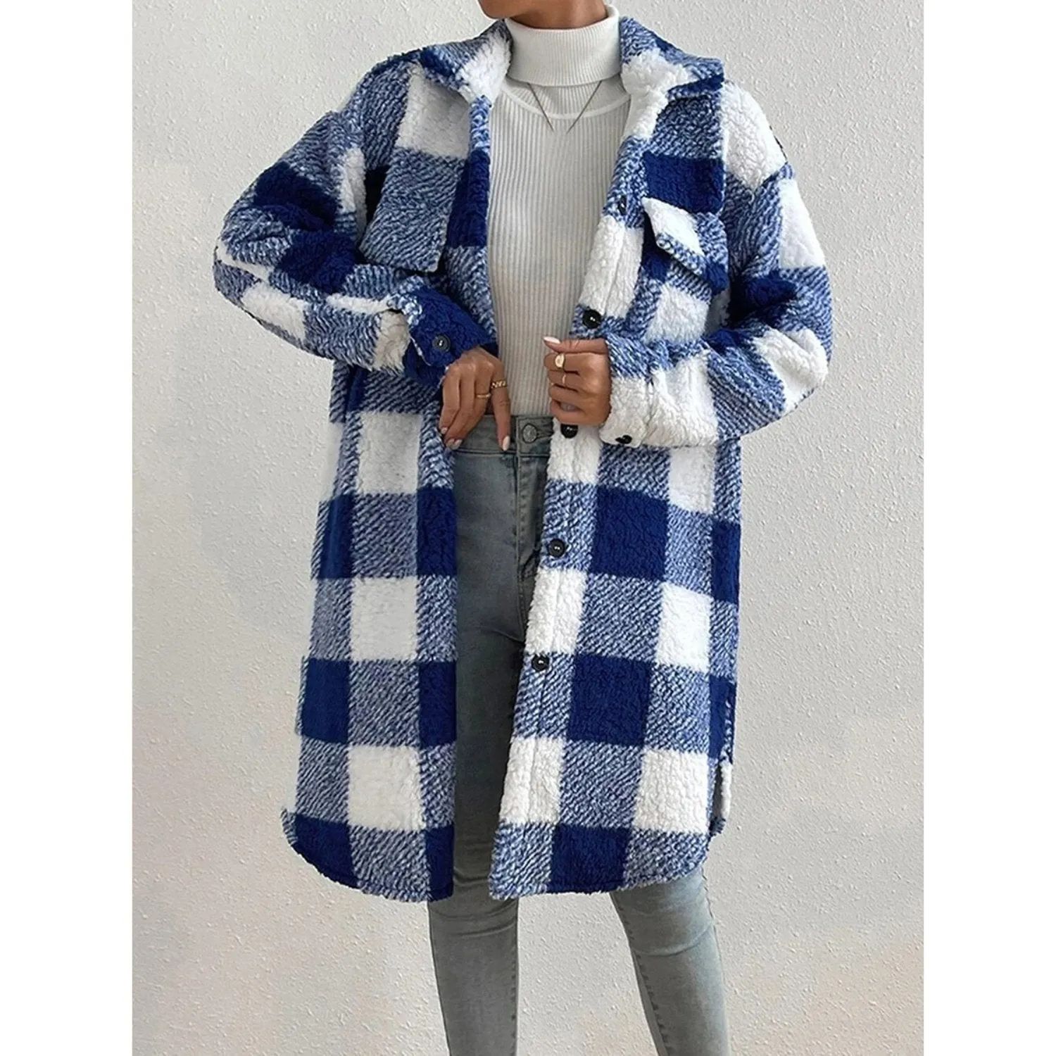 Plaid Sherpa Longline Shacket