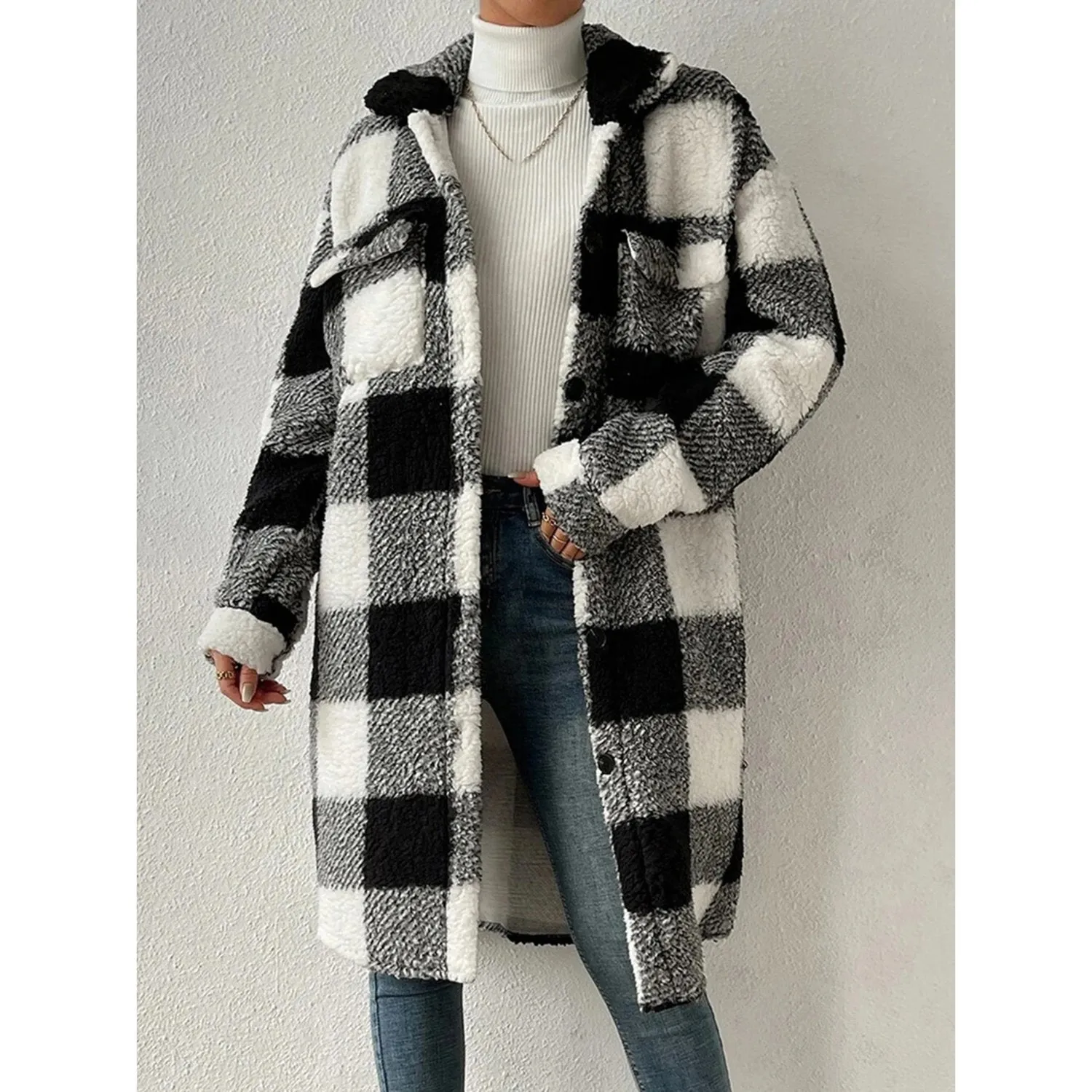 Plaid Sherpa Longline Shacket