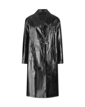 Relaxed Fit Patent Leather Coat