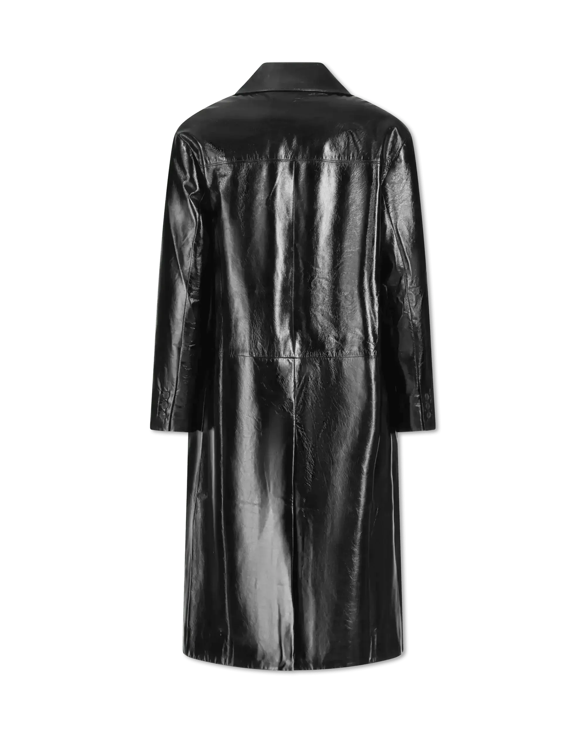 Relaxed Fit Patent Leather Coat