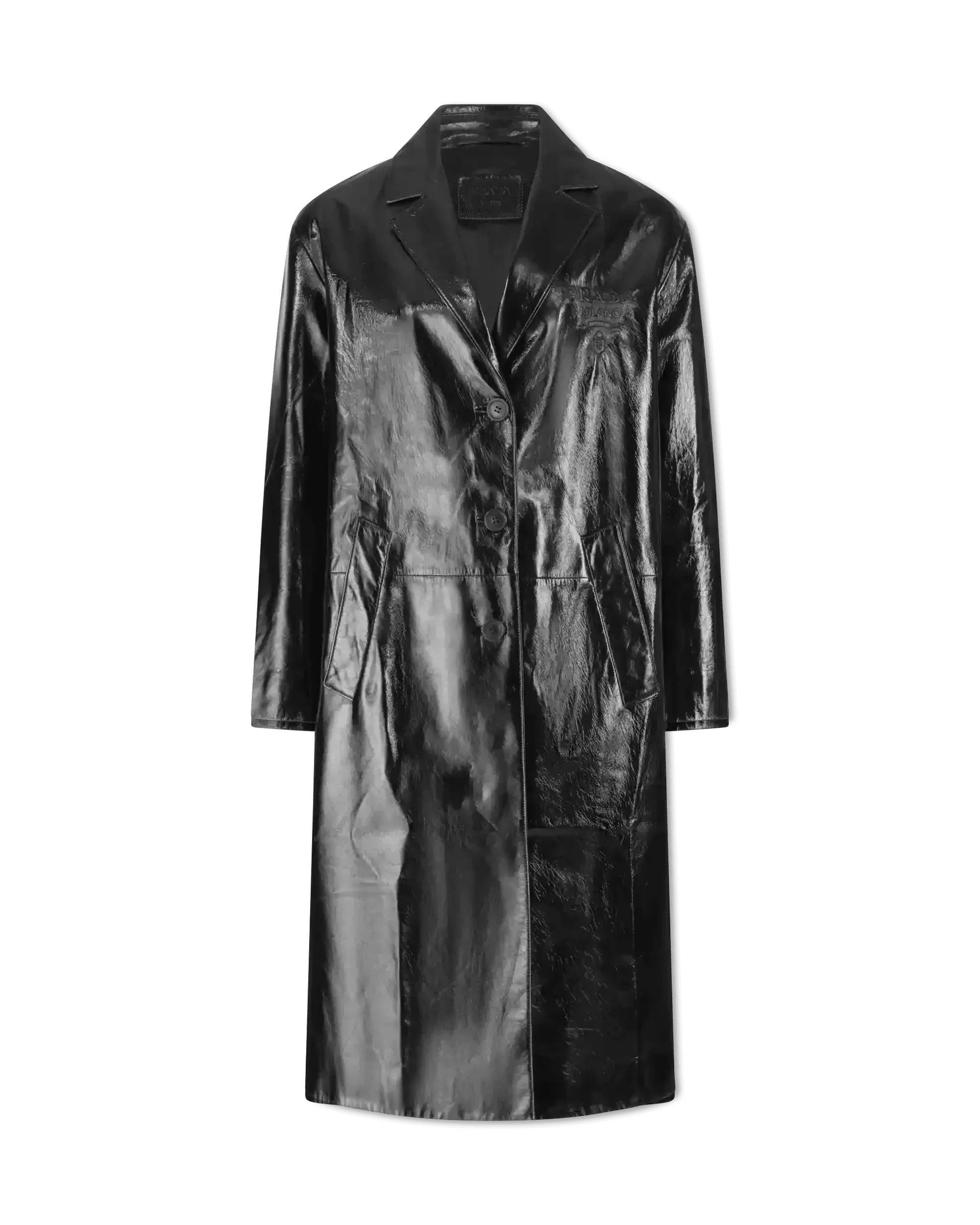 Relaxed Fit Patent Leather Coat