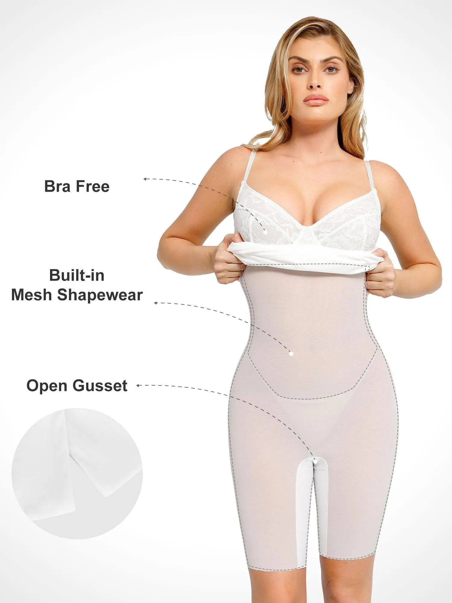 Shapewear Sculpting Lace Corset Midi Slip Dress