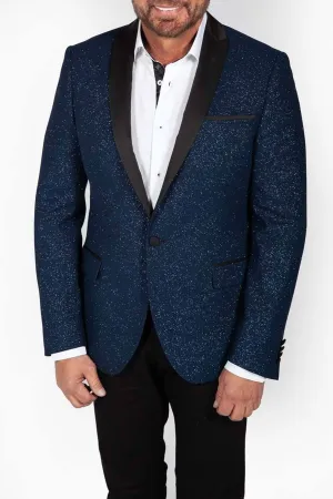 Shawl Lapel Blue Sparkle Jacket