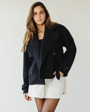 SHORT SOFT TRENCH COAT BLACK