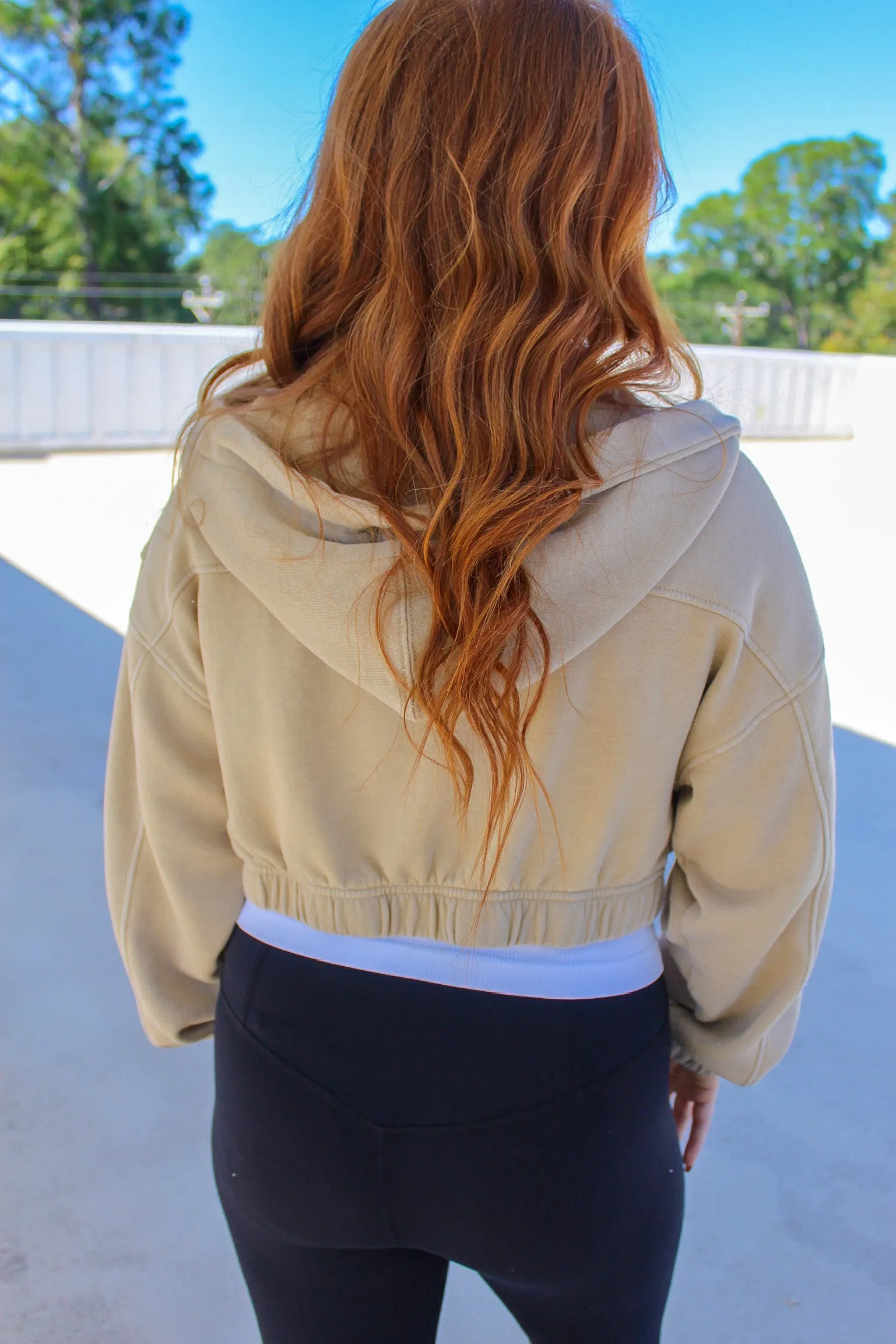 Skylar Crop Athleisure Jacket- Natural