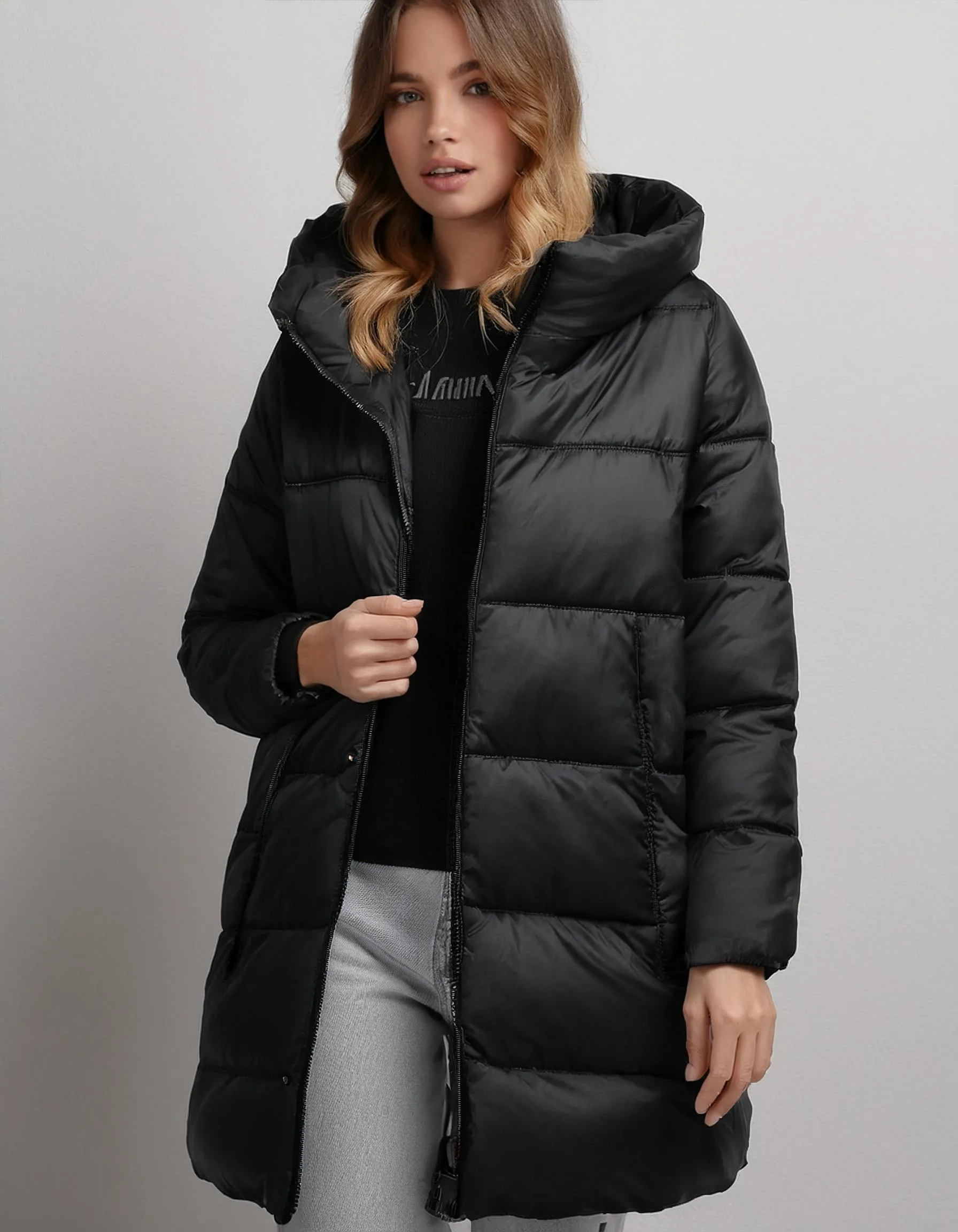 Slate Gray Oversized Puffer Jacket