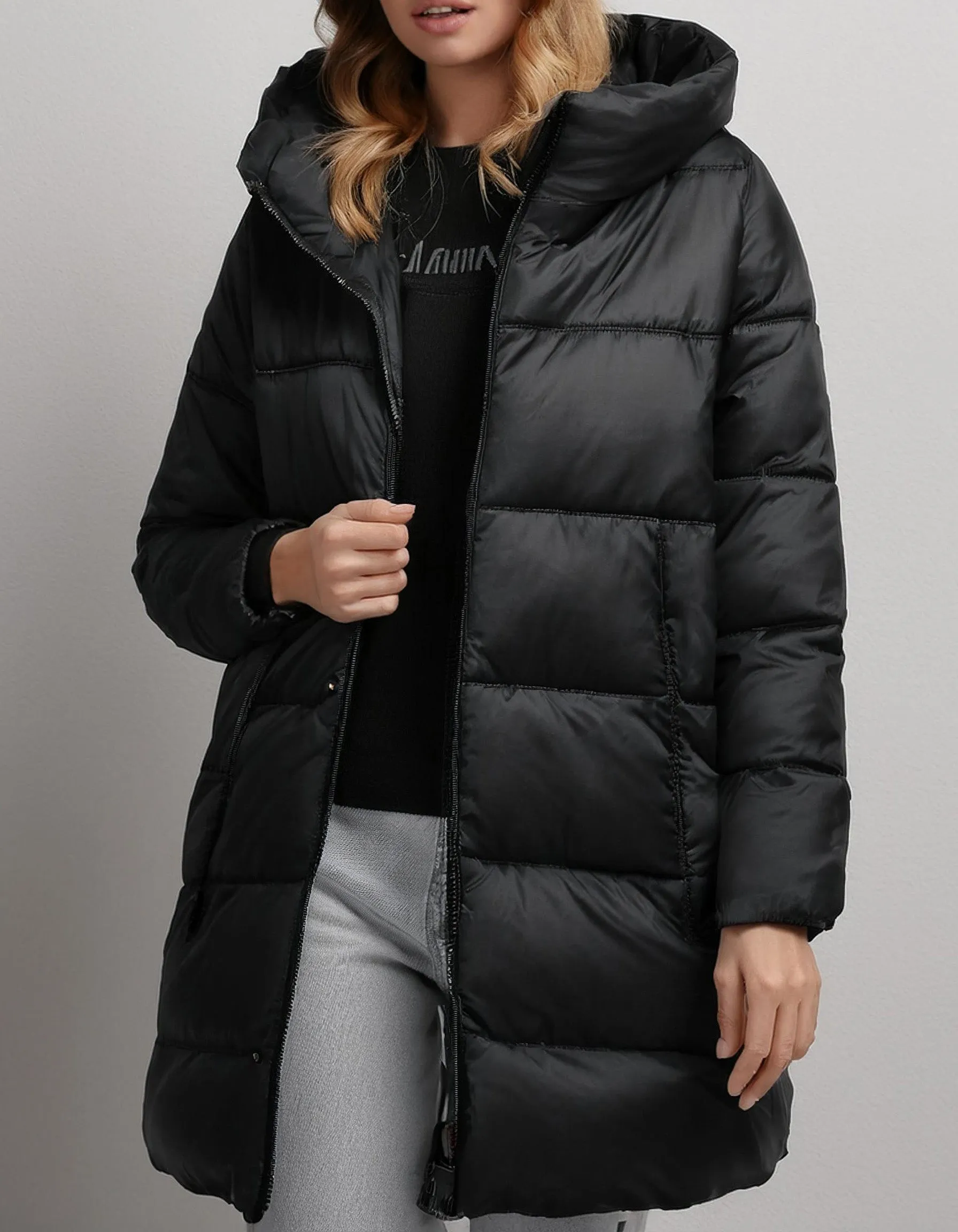 Slate Gray Oversized Puffer Jacket