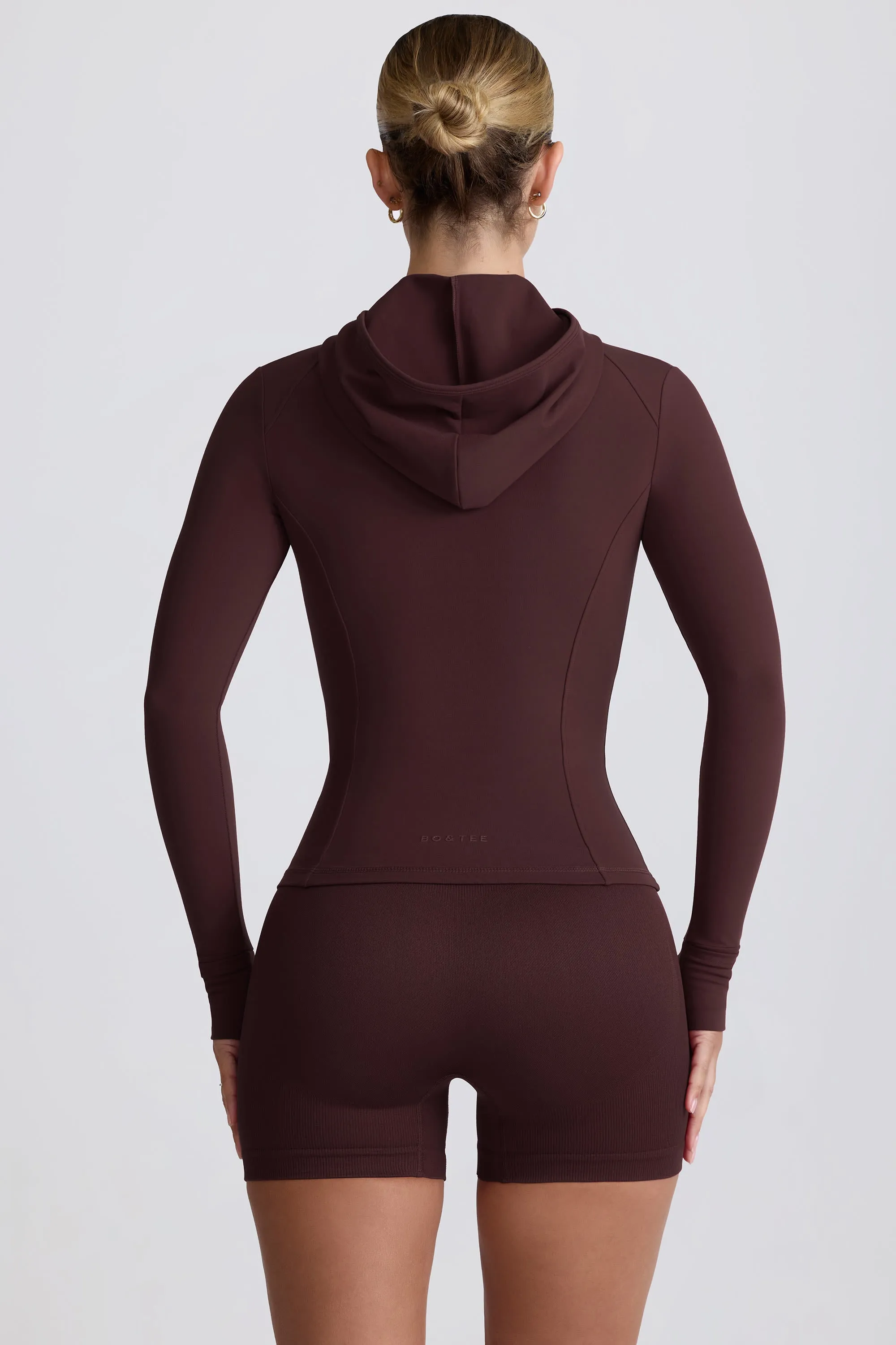 Soft Active Hooded Mid-Layer Jacket in Chocolate