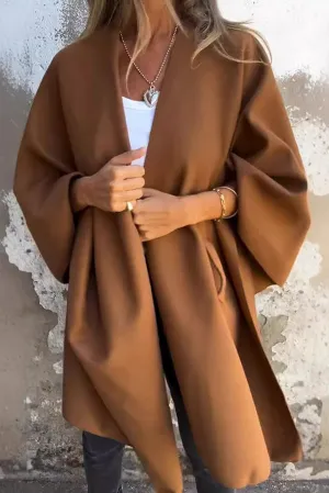 Solid Color Loose V-neck Shawl Cape Jacket