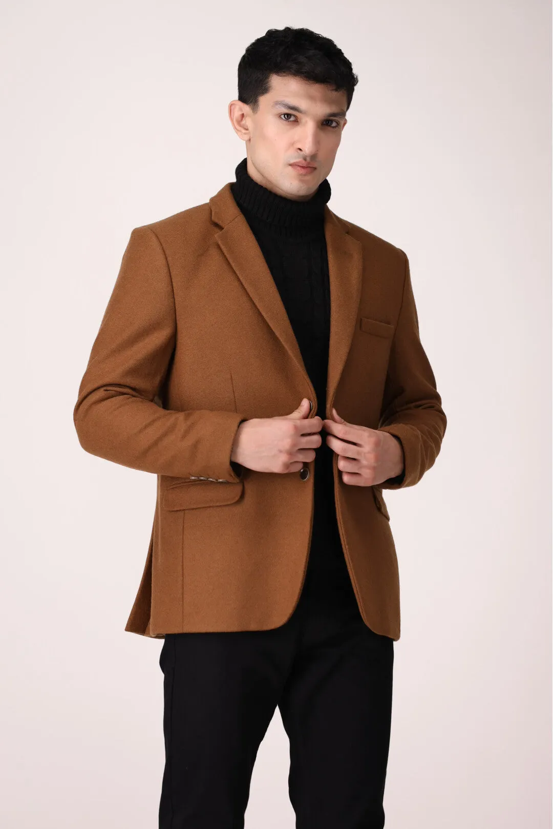 SOLID TWEED COAT REGULAR FIT