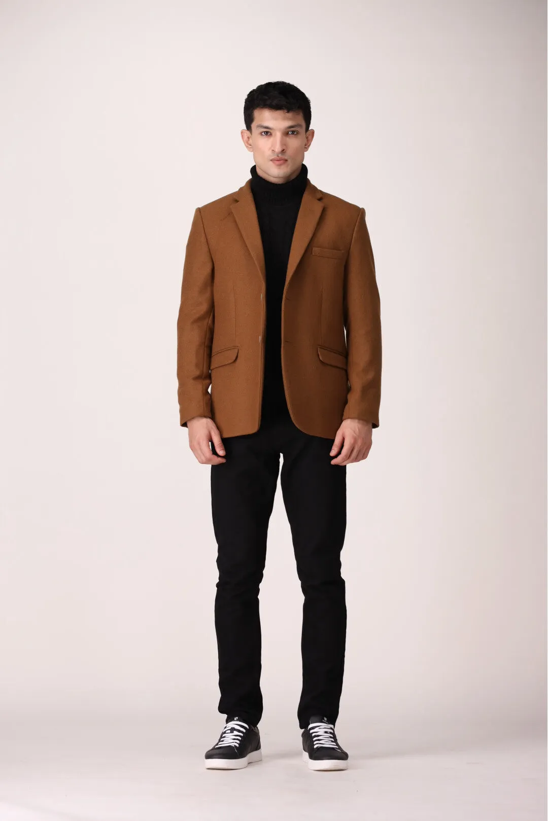 SOLID TWEED COAT REGULAR FIT