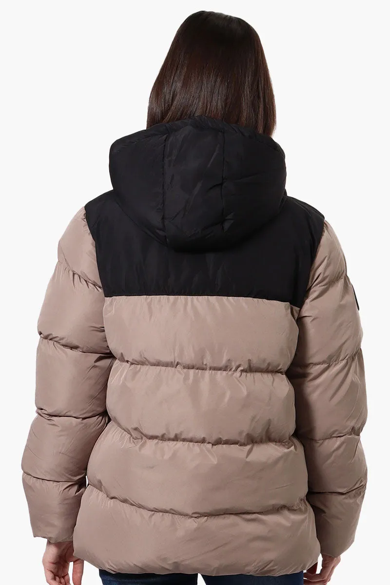 Super Triple Goose Sherpa Lined Bubble Bomber Jacket - Beige