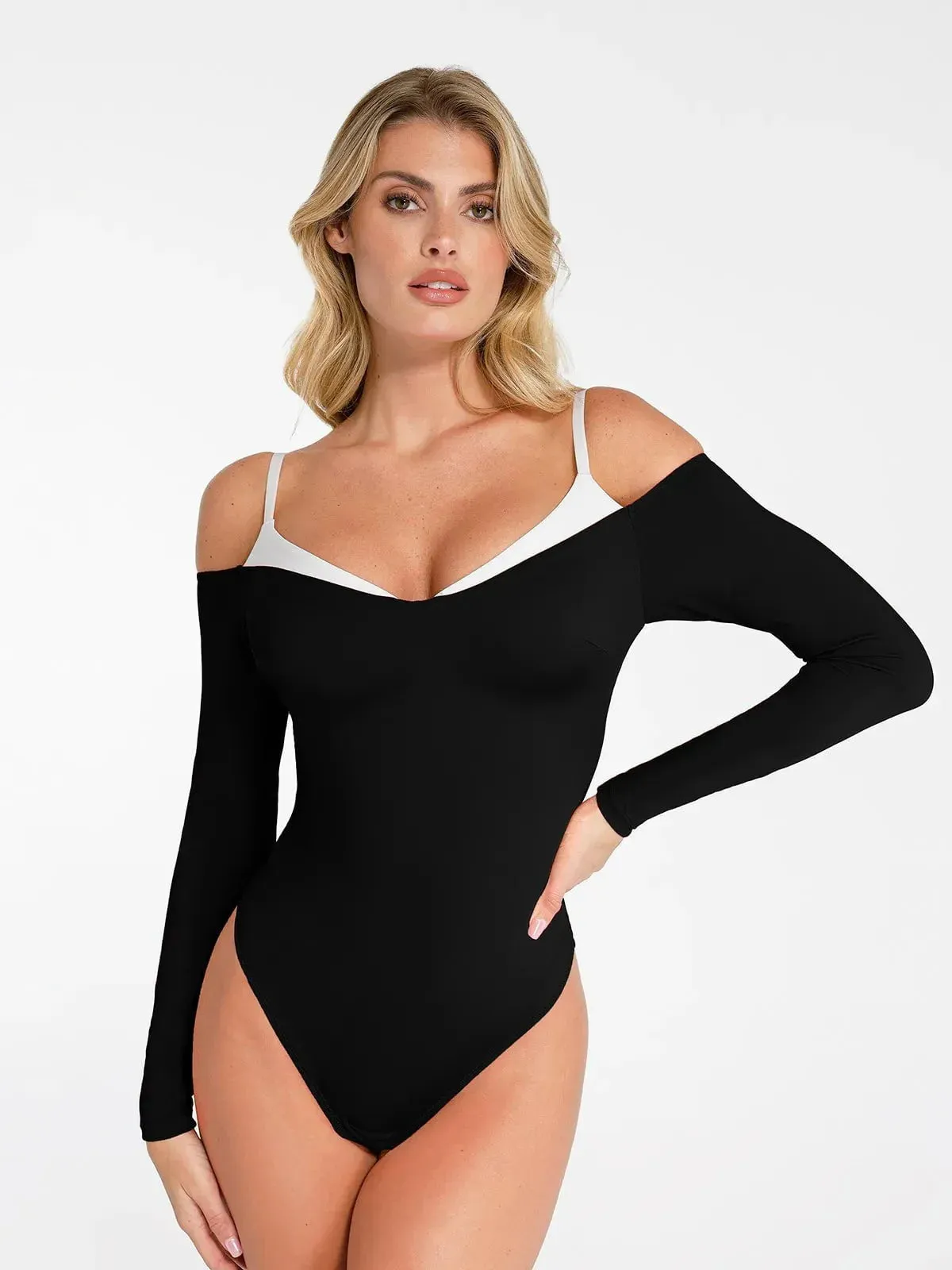 The Shapewear Bodysuit Long Sleeve Cold Shoulder