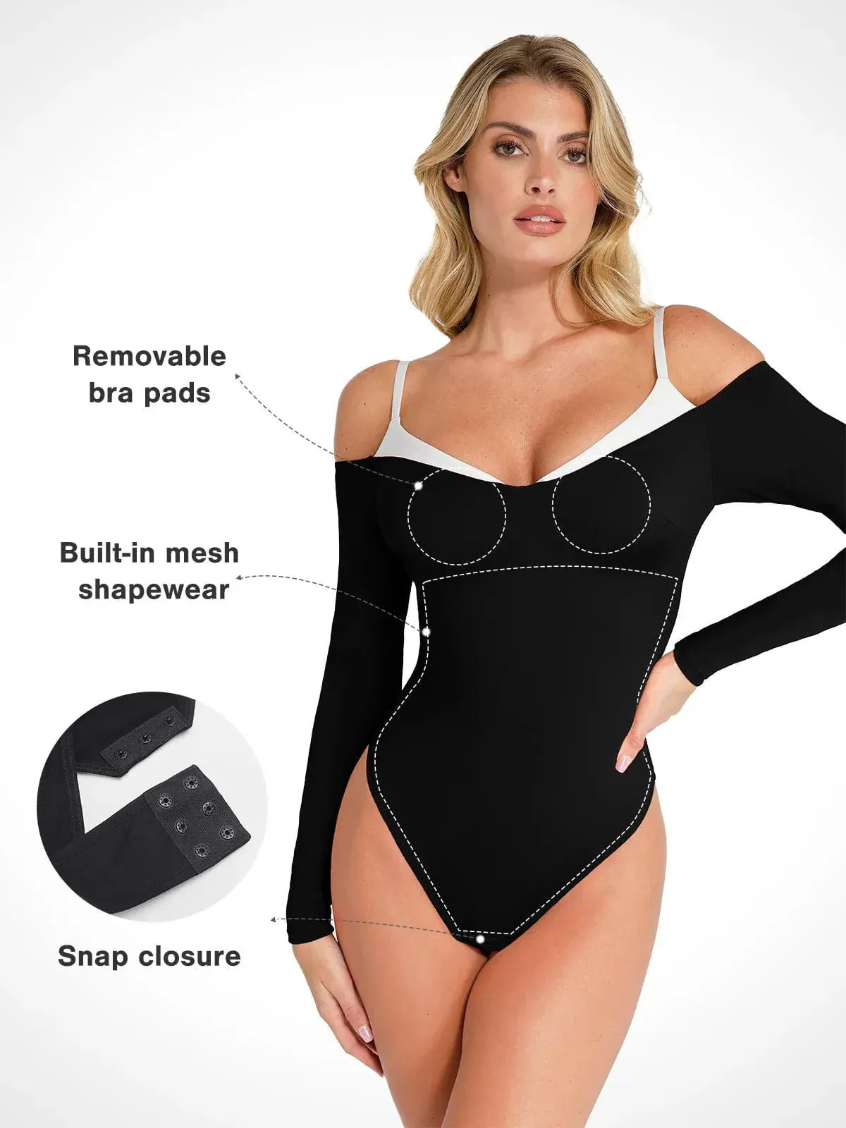 The Shapewear Bodysuit Long Sleeve Cold Shoulder